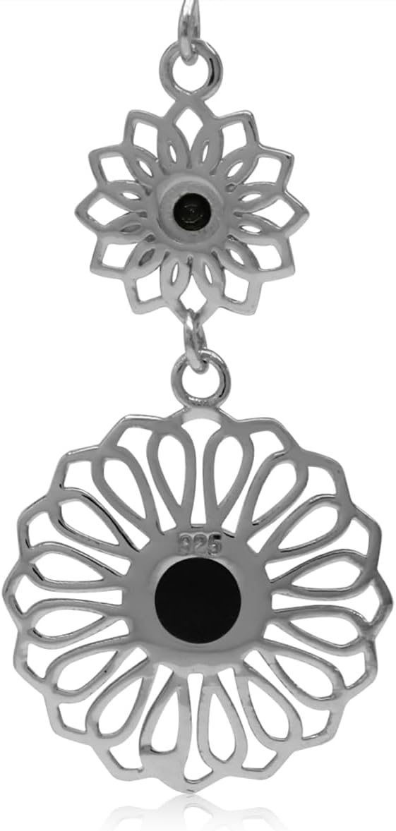 Silvershake 6MM Round Shape Gemstone White Gold Plated or Yellow Gold Plated 925 Sterling Silver Scroll/Filigree Flower Bohemian Inspired Dangle Hook Earrings Jewelry for Women