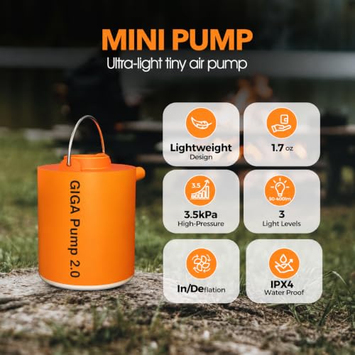 Image of Nirvik USB Rechargeable Electric Mini Air Pump with LED Camping Lantern