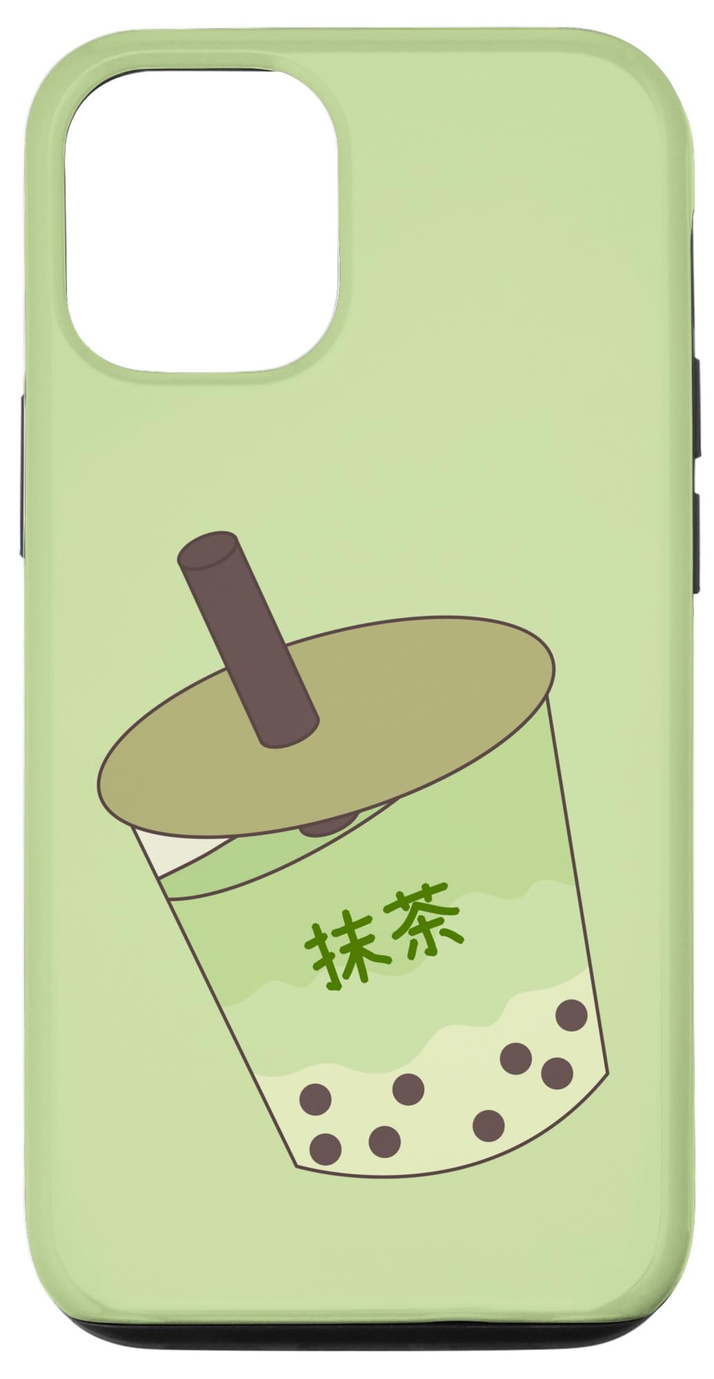 Matcha Boba Tea with Tapioca Pearls, Matcha Bubble Milk Tea Case for iPhone 12/12 Pro