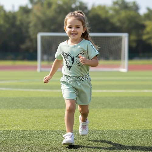Image of Toddler Girl Clothes Kids Summer Outfits Short Sleeve Leopard-Print T-Shirt and Shorts 2 Piece Set 2-8 Years