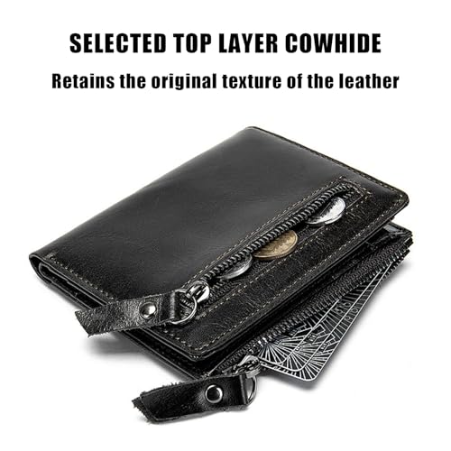 Card Holder Men's Leather Wallet Large Capacity Multi Card Holder Large Fold Fashion Business Pocket Retro for Men Boys Coin Purse (Black)2