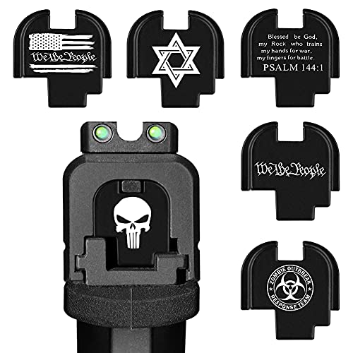 MyGunArts Laser Engraved Anodized Aluminum Rear Slide Cover Back Plates for 9MM .40 Springfield XD-S & XD-S M.2 Accessories, Skull