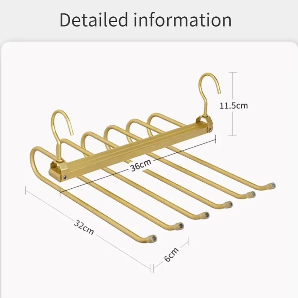 Magic Pants Hanger - Perchero giratorio 6 en 1 de aleación de aluminio plegable para pantalones, diseño antideslizante para el hogar, viajes y dormitorio, ropa negra versátil