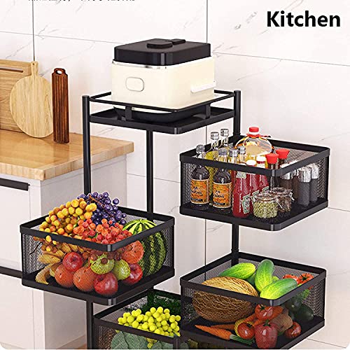 Estante de frutas de cocina giratorio y organizador de piso multinivel 5