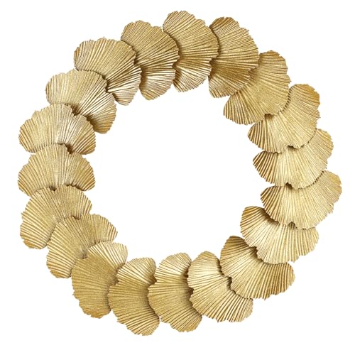 MACVAD Gold Christmas Wreath Wall Decor, Elegant Ginkgo Leaf Design