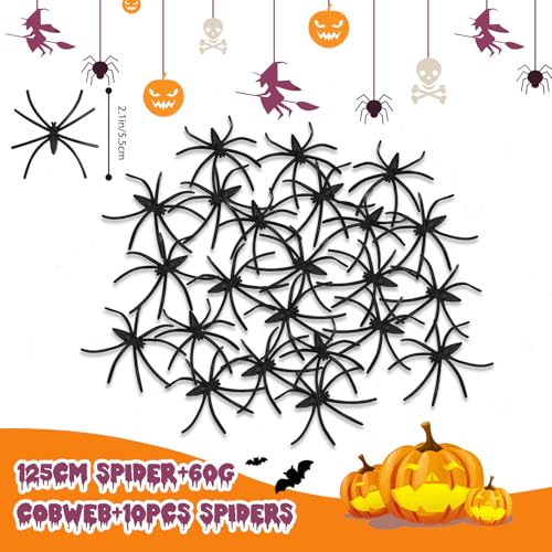 benpen Halloween Decorations Outdoor Spider:50'' Halloween Spiders Set Decor Scary Hairy Fake Props for Indoor Outdoor Scary Haunted House Spider Web Cobweb Theme Party Yard - Image 2
