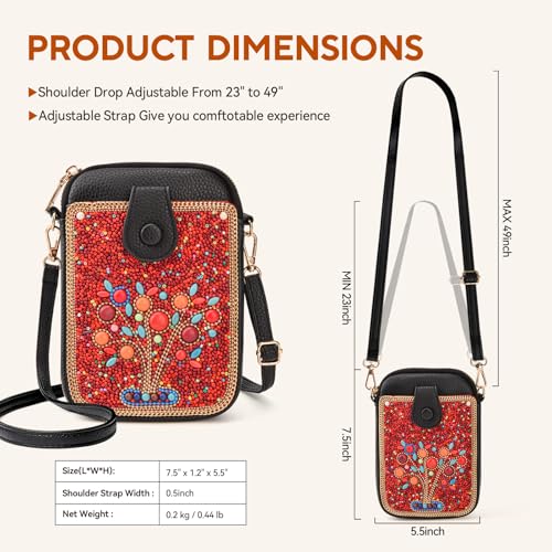 Image of Women's Small Crossbody Cell Phone Bag, Boho Colorful Beaded Purse Wallet with Handmade Cute Patterns
