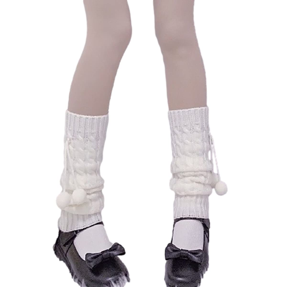Long Leg Warmers for Women Lolita Fashion Wool Cable Knit Thigh High Leg Warmers Loose Socks