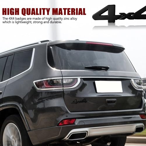 Image of 4x4 Emblem Sticker, 3D Chrome Badge Decal Sticker, 4 x 4 Emblem Nameplate Decal, 3D Metal Badge Decal for Auto Fender Bumper Front Hood Trunk, Car Exterior Accessories Universal for Most Cars (Black)