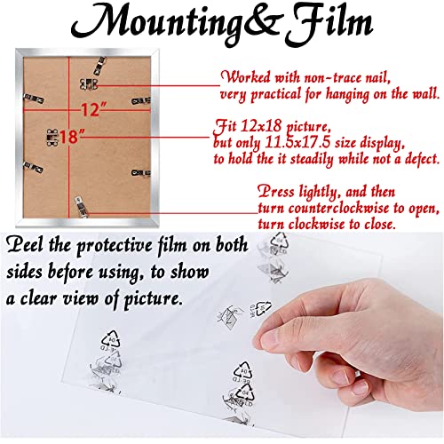 Keibiubu Silver Picture Frame, 12X18 Picture Frame For Photo Poster Canvas Certificate Document Display Horizontally Or Vertically High Transparent Wall Gallery(Size 12 X 18 Inches) #TOP4