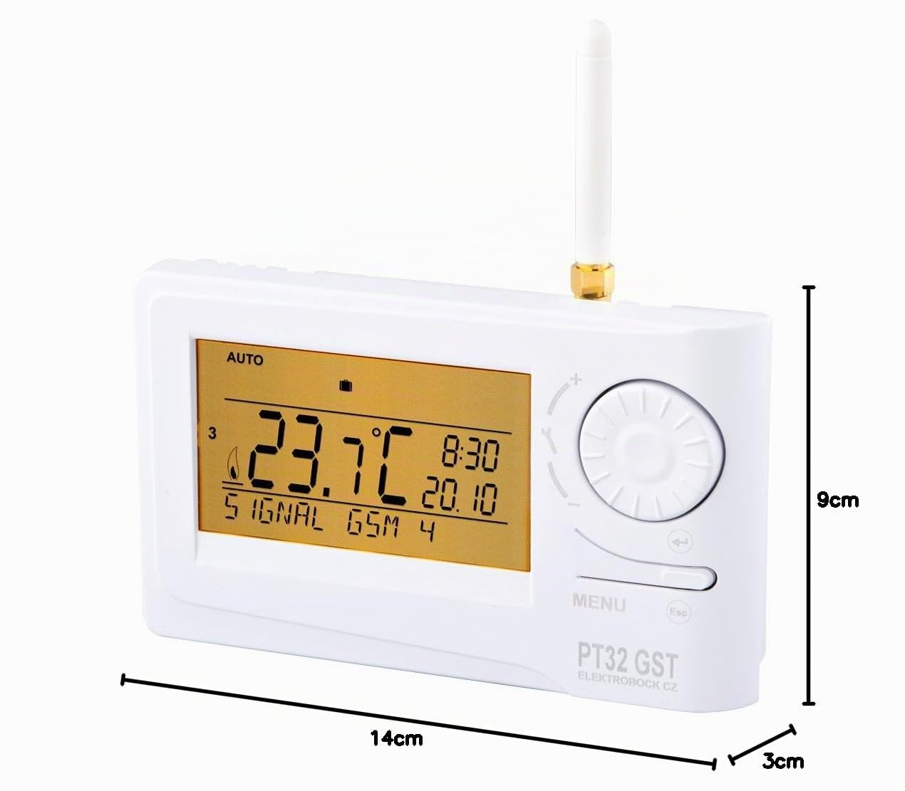 Elektrobock Digitaler Raumthermostat mit GSM Modul, PT32 GST, 14 x 8 x 3 cm