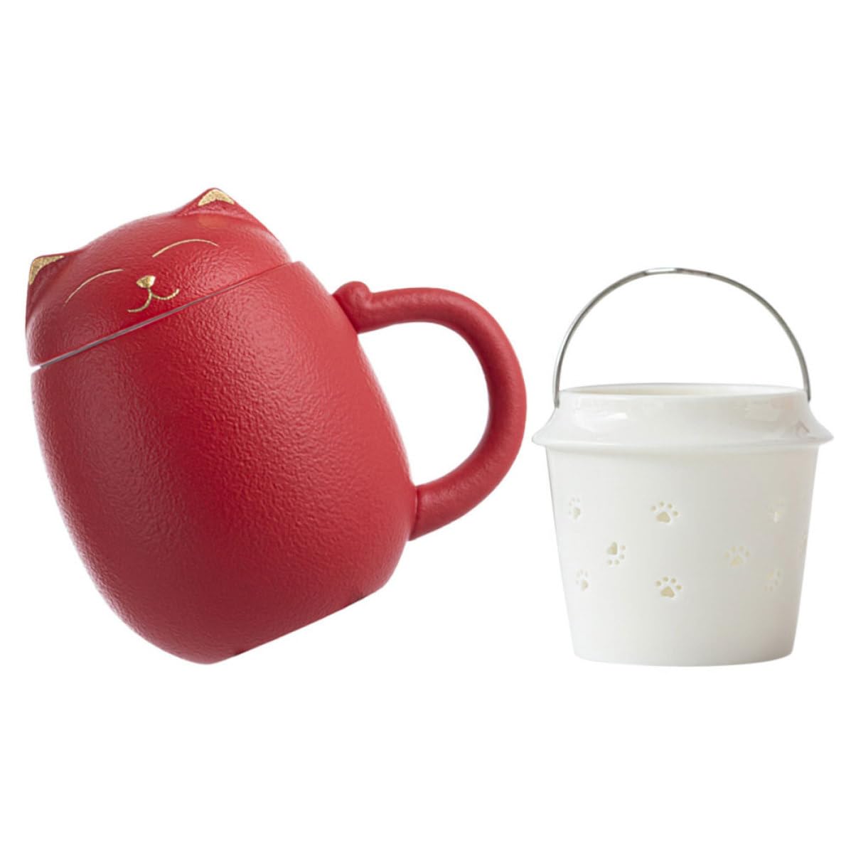 Mug en Céramique 400ml avec Couvercle et Filtre Infuseur, Tasse à Thé et Lait pour Bureau et Boutique de Desserts