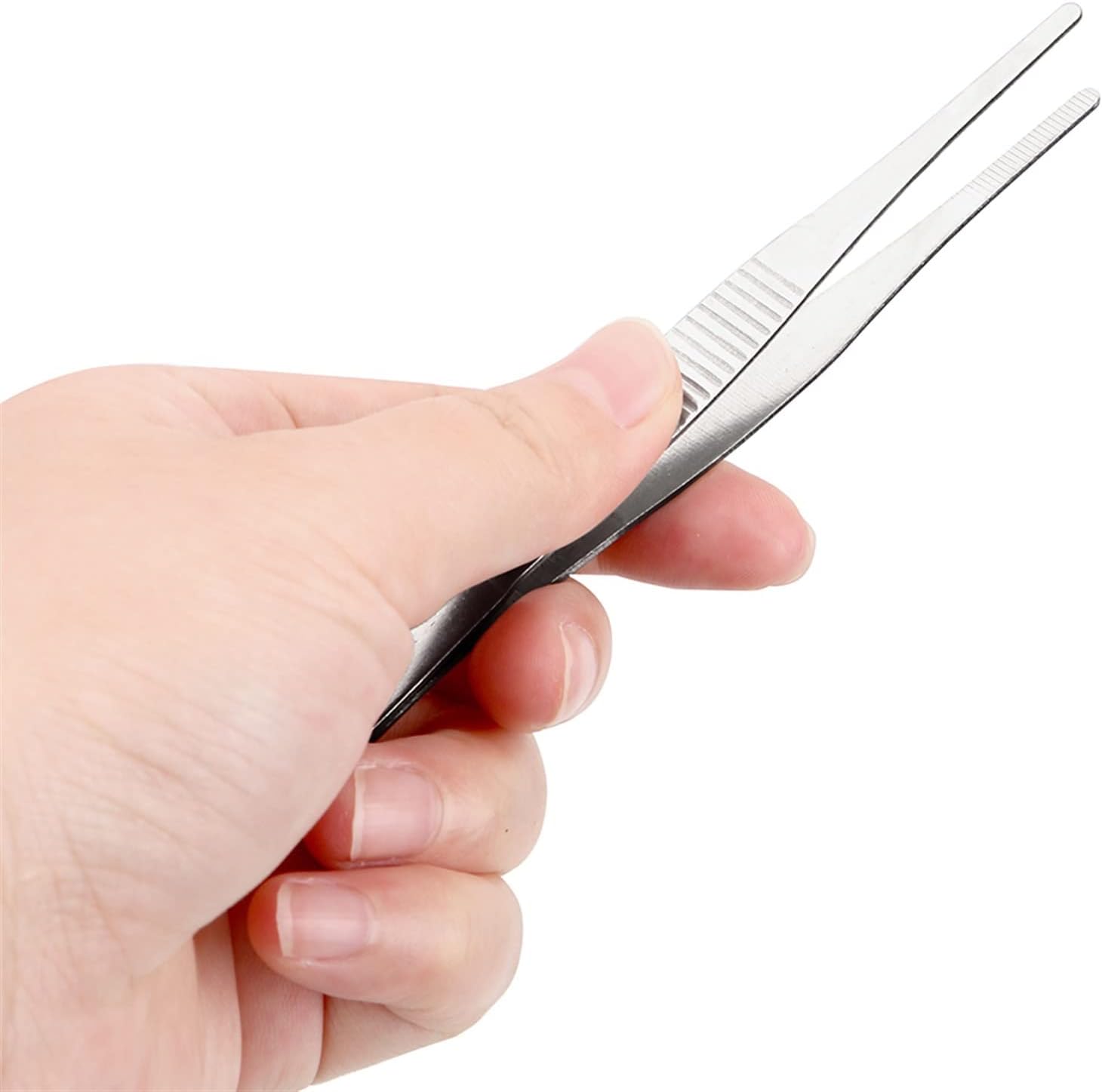 INLIMA Tweezers Stainless Steel Toothed Tweezer Long Barbecue Food Tong Straight Tweezer Home Medical Garden Kitchen BBQ Tool