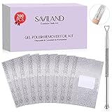 Saviland Nail Polish Remover - 200PCS Gel Polish Remover Wraps Soak Off Gel Polish Remover with 1pc Cuticle Pusher for Removing Gel Nail Polish Starter Manicure Tools Kit for Home Nail Salon Use