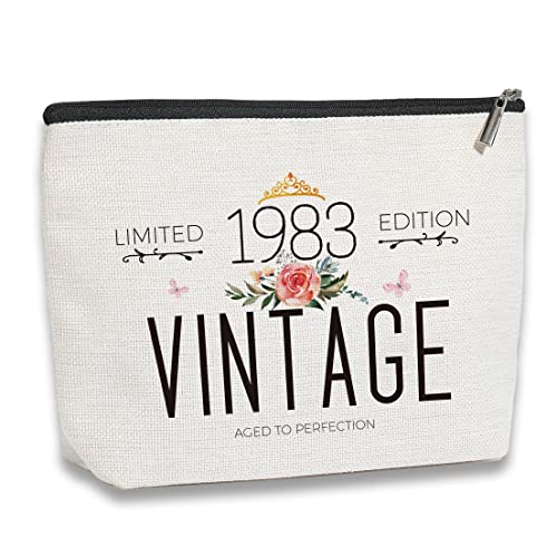 Kdxpbpz 40Th Birthday Gifts For Women, 1983 Vintage Makeup Bag, Best 40 Year Old Birthday Gift Ideas For Sisters, Friends, Bff, Mom, Coworker, Bonus Mom, Funny Anniversary Ideas For Her #TOP11
