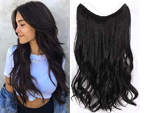 AISI BEAUTY Flip Wire in Hair Extensions Wire In Synthetic Hair Invisible Secret Wire Hidden Hair Extension Curly Headband Hair Extension(2#)