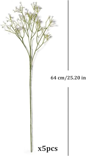 Miniatura 9 de Moligin Gypsophila - Flores de imitación de gypsophila para decoración de bodas, 5 unidades, 25.2 in, flores artificiales