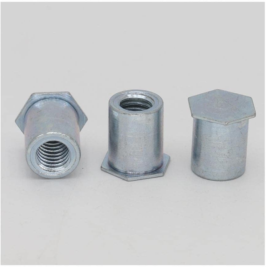 Rivet Nuts,Insert Nuts,Socket NutsThreaded InsertsM2 M2.5 M3 M4*9mm 10mm 11mm 12mm 13mm 14mm Length Zinc Carbon Steel Blind Hole Self-clinching Standoff Rivet Stud Rivet Nuts (Color : 9mm_50Pieces M2)