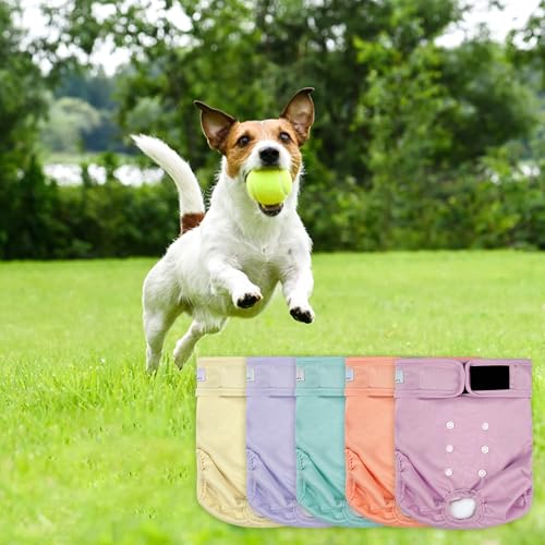 Image of 5 Pack Washable Female Dog Diapers,Reusable Diaper for Doggie,Highly Absorbent Dog Diaper,Adjustable Leakproof Puppy Diapers Skirt for Heat,Incontinence,Period Doggy Nappies