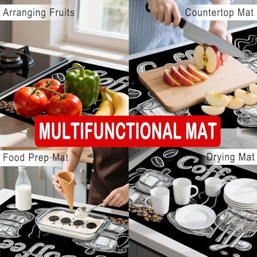 Image of Nuxovilar Stove Top Cover for Electric Stove, 20x28 Inch Polyester Glass Cooktop Protector with Coffee Cup & Bean Motif, for Kitchen Decor & Daily Use