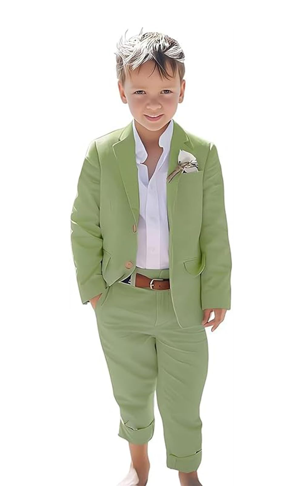 Leinenanzug für Jungen, 2-teilig, schmale Passform, Anzug für Sommer, Abschlussball, Smoking mit Jacke und Hose