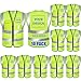 Custom Logo 10 Pack Safety Vest Class 2 High Visibility Vest with Pockets Breathable Construction Vest Yellow Bulk