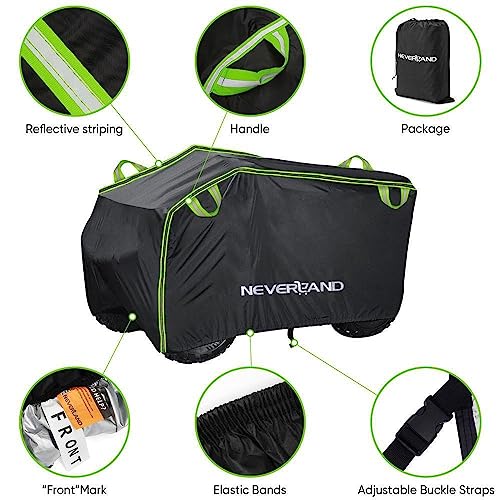 NEVERLAND ATV Cover, Waterproof Heavy Duty 4 Wheeler Cover with Buckle, Dustproof Anti UV Windproof All Weather Outdoor Storage Quad Cover for Polaris Sportsman Yamaha Honda Coleman XL