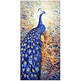 FANBUHUA Impression sur Toile Peinture Abstraite Animaux Affiches et Impressions d'art Mural Belles Photos de Paon Décor de Salon （50 × 100CM/19,6 × 39,3 Pouces） sans Cadre