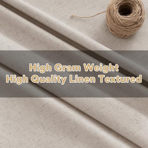 Image of PrinceDeco Blackout Curtains Linen Blended 108 Inch Long Room Darkening Black Out Curtains for Living Room Natural Slubs & Grayish (Not Solid) Thermal Insulated Grommet 2 Panels - Heathered Natural