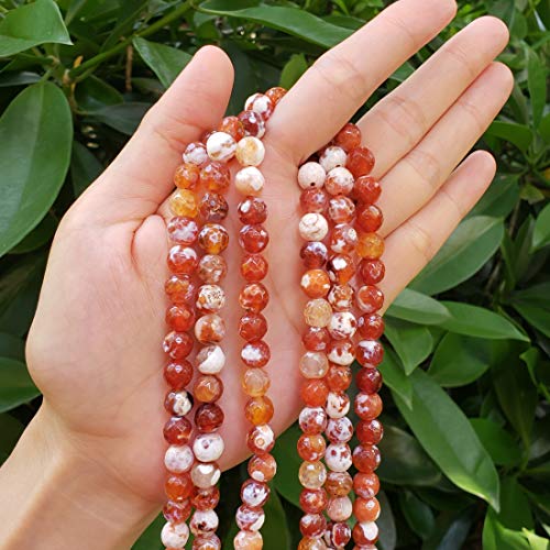 1 Strand Adabele Natural Faceted Red Fire Agate Healing Gemstone 6Mm (0.24 Inch) Round Loose Stone Beads (58-62Pcs Total) For Jewelry Making Gh4-6 #TOP2
