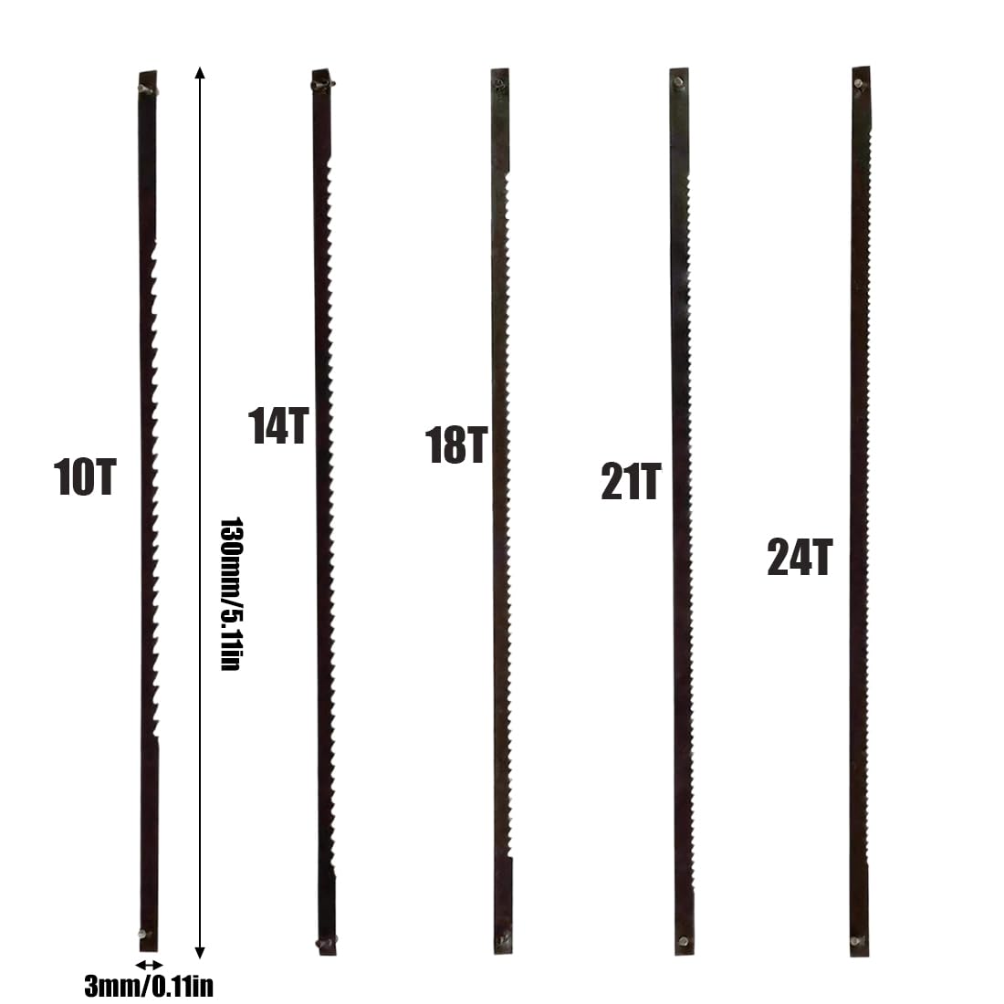 20pcs Hoja de Sierra de calar hoja de sierra de alambre de corte fino con pasador de 10/14/18/21/24 dientes para Accesorios de herramientas eléctricas de carpintería Sierra de calar