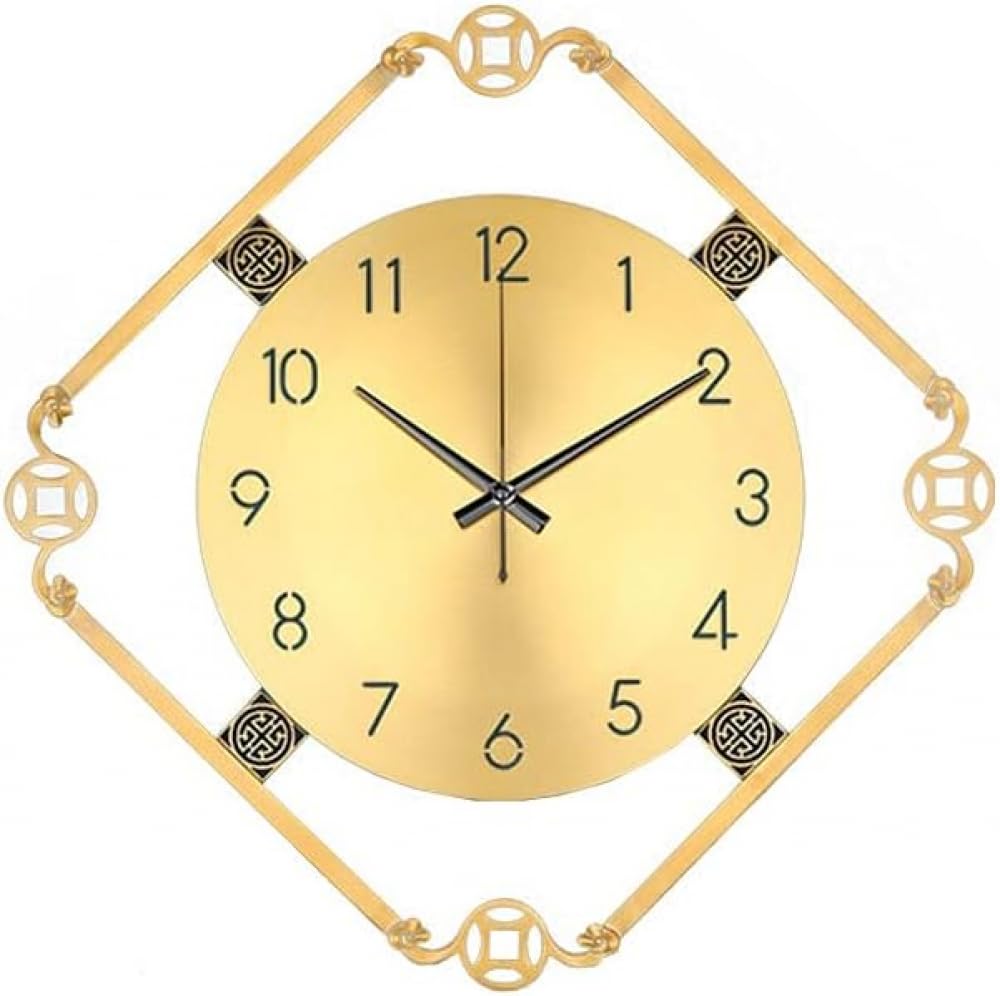 Dveggee One Color Chinese Style Pure Copper Wall Clock Home Living Room Decoration Light Luxury Wall Clock