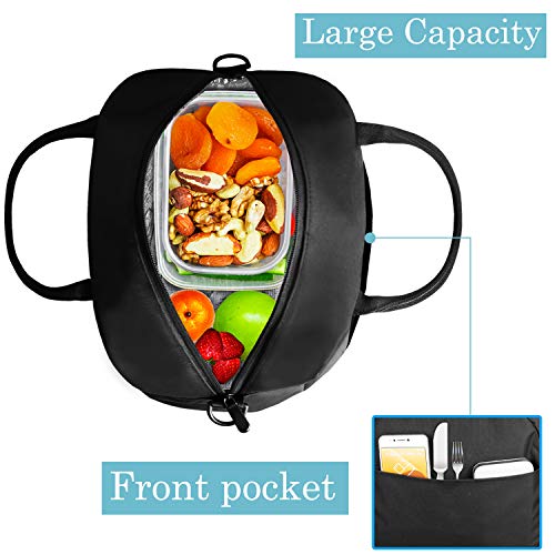 Naukay Large Lunch Bag Insulated Lunch Box For Women And Men, Light Durable Tote Bag With Adjustable Shoulder Strap For Office Work Picnic Hiking Beach Fishing-(Black) #TOP1