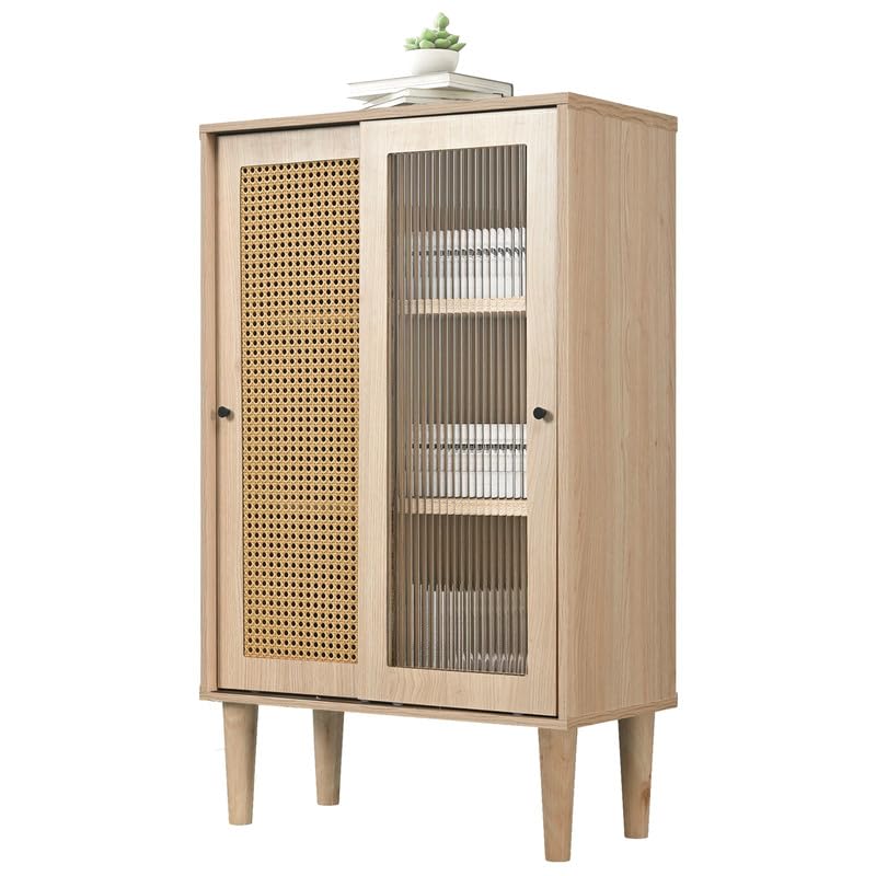 ZODICK Hölzernes Sideboard mit Kunststoffrattan und...