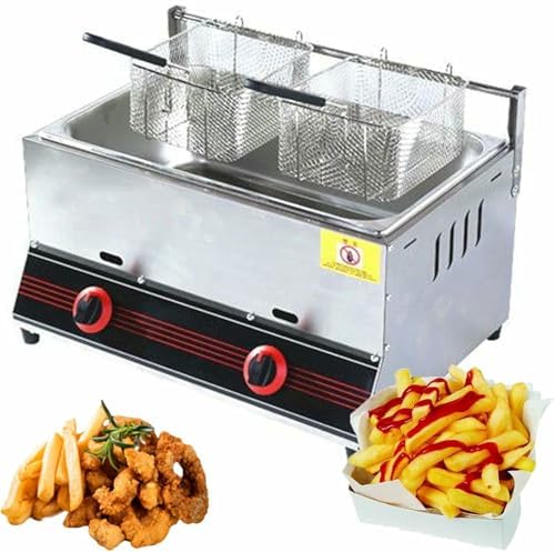 Freidora de gas – Tanque de mesa de acero inoxidable con control de temperatura de precisión para propano GLP, ideal para freír alimentos deliciosos