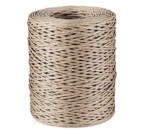 Sweelov Alambre de papel natural de 150 m, cordón decorativo para manualidades, papel/alambre de hierro para manualidades, ramo de boda, embalaje de flores, diámetro de 2 mm, color natural