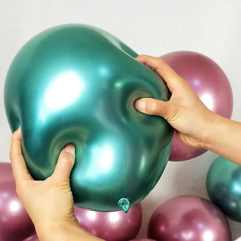 Image of Chrome Metallic Balloons Dark Green 100 pcs Glossy Latex Balloon for Birthday Decoration Kit Wedding, Anniversary Floral Garland 10 Inch Helium Supported