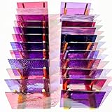PALJOLLY 24 Sheets Shades of Purple Stained Glass Sheets, 6 X 4 inches Stained Glass Supplies Mosaic Tiles for Crafts, Pink Colors for Glass Projects or Mosaic Arts
