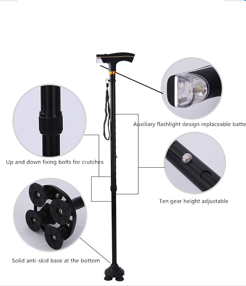 Bastones para Caminar Aleación de Aluminio Extensible Altura Ajustable Elegante Ergonómico y cómodo Antideslizante Ayuda para Caminar Movilidad para Soporte y Estabilidad Discapacitados Interesting