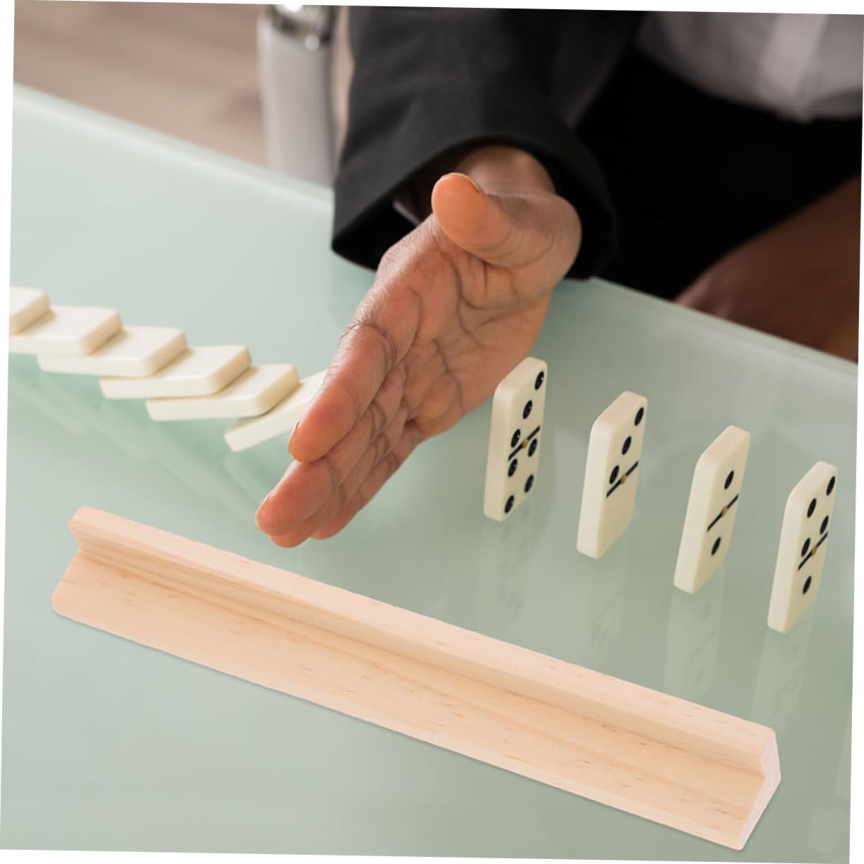 Uonlytech 20 Pezzi Supporti per Domino in Legno, Organizer Multifunzionale Stabile da 19cm, Accessorio per Giochi da Tavolo e Carte da Gioco