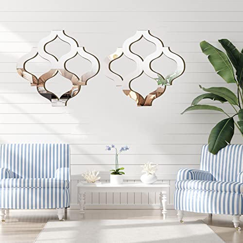 Chenkaiyang 2 Pcs Arc Shaped Mirror Wall Decor Wall Mirror Silver Hanging Mirror 16”X16”, Acrylic Mirror Accent Mirror, Aesthetic Wall Art Mirrors For Living Room Bedroom Entryway #TOP3