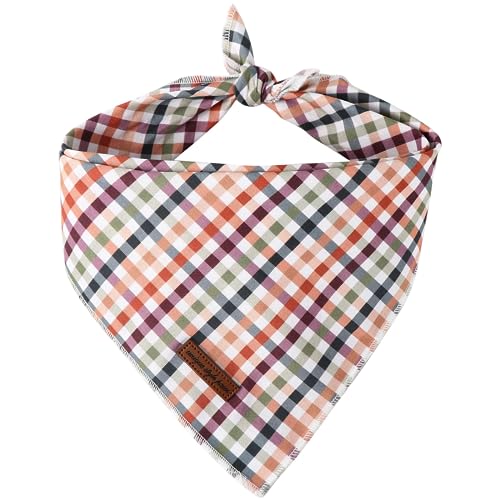 Unique style paws Dog Bandanas, Triangle Plaid Pet Scarf for Boy and Girl Premium Durable Fabric