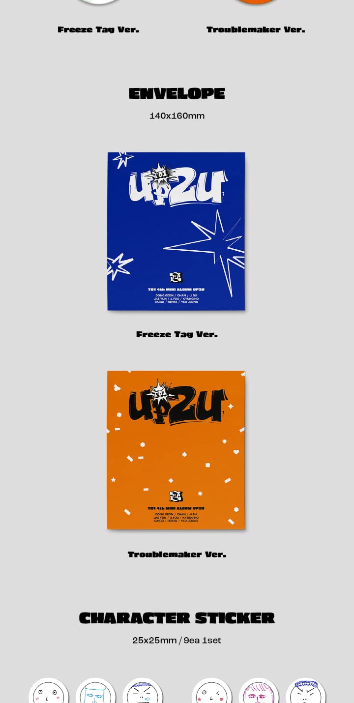 TO1 UP2U 4th MIni Album Contents+CD + Photobook+Sticker+Message Card+Lenticular Card+Selfie+POB + Tracking (zestaw (Freeze Tag + Troublemaker))