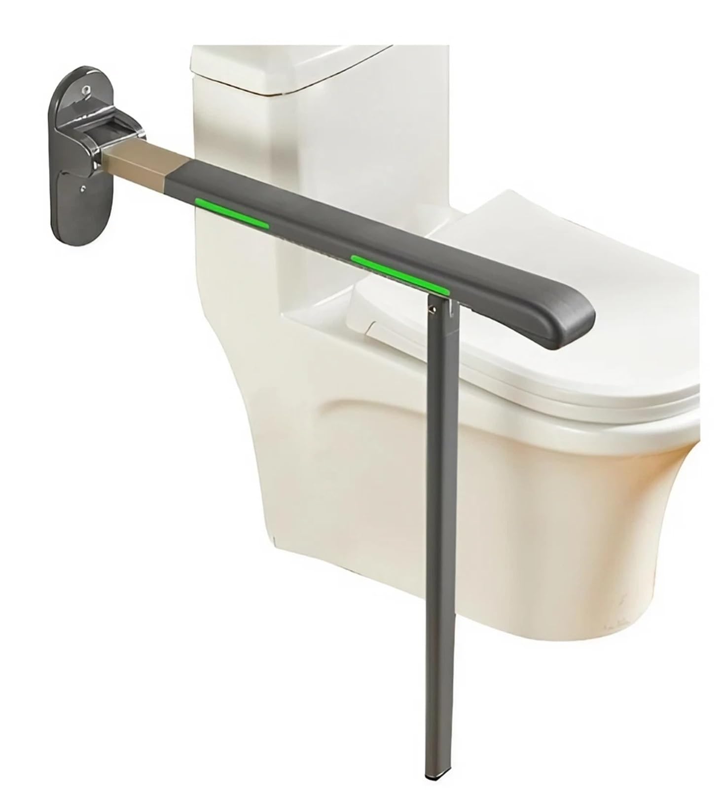 Agarraderas Baño para Mayores y Minusválidos - Barras De Agarre WC/Inodoro Plegables con Tira Luminosa - Safety Frame De Montaje Lateral para Pared, Ducha Y Toilet - Reposabrazos Abatibles