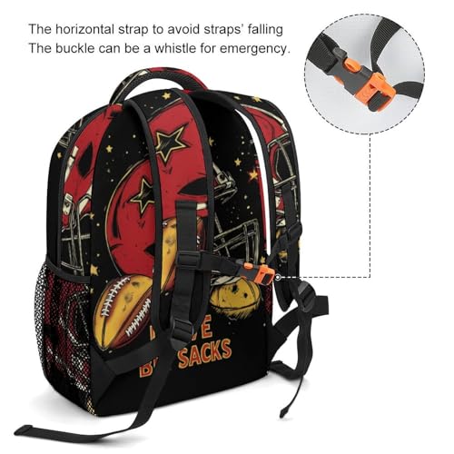 I Love Big Sacks Football Funny Backpack Casual Daypack Lightweight Shoulders Bag for Men Women Cute Print3