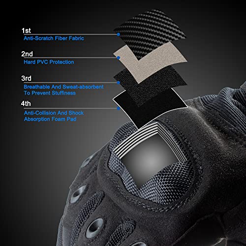 Black Tactical Gloves For Men, Paintball Gear Airsoft Gloves, Combat Armored Gloves With Touchscreen Fingertip For Shooting, Riding, Dirt Bike, Swat, Police Security, Outdoor Sports, Motorcycle #TOP2