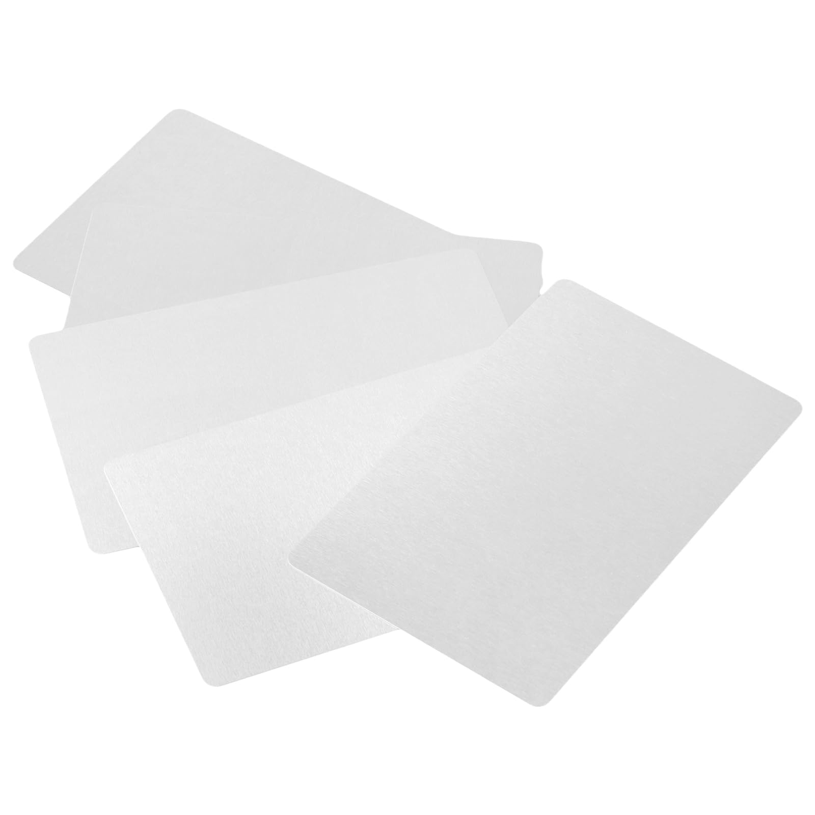 KEILEOHO 150 sztuk aluminiowych wizytówek, puste srebrne, 86 x 54 x 0,21 mm, metalowe wizytówki, aluminiowe puste wizytówki do biura, DIY, karty podarunkowe, oznaczenie laserowe