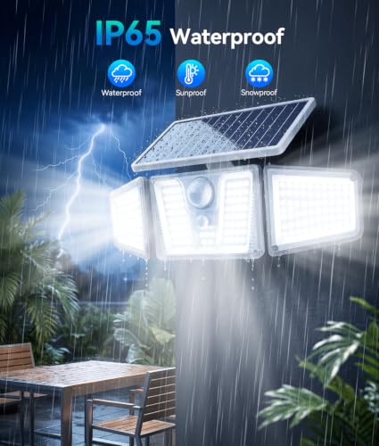 KOOPER Solar Flood Lights 210 LED Motion Sensor Outdoor Waterproof 3 Heads 300 Wide Angle - image 5