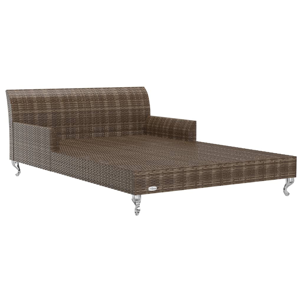 Tumbona para 2 personas de polirratán marrón con cojines, 200 x 132 cm, cama de jardín con mesas auxiliares, cama de exterior para terraza, piscina y balcón, isla de relax para tomar el sol y