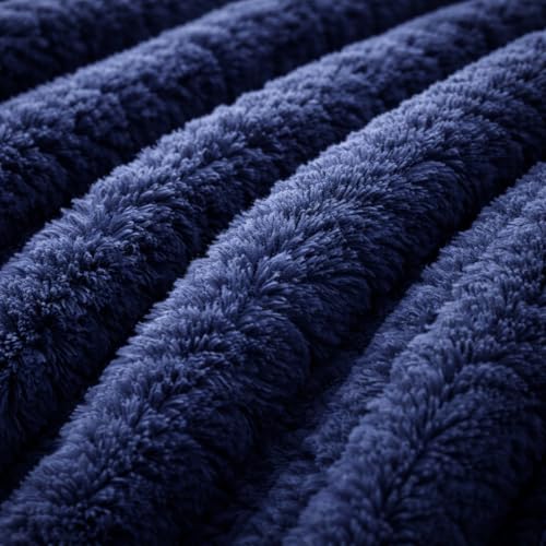 Image of WONJU Ultra Plush Mink Blanket | Soft Warm Fleece Blanket for Double Bed | Luxury Winter Blanket for Bed, Sofa, Couch & Travel | Machine Washable (Blue)